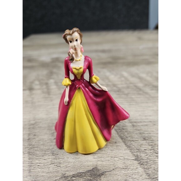 Disney Other - Disney Princess Belle Beauty Beast figure Cake Topper Toy Red & Yellow Dress
